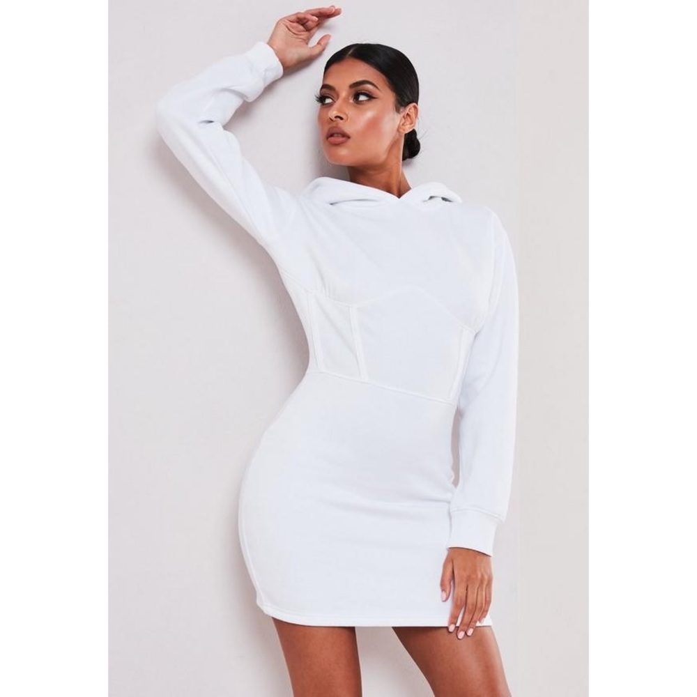 Missguided White Corset Sweatshirt Dress